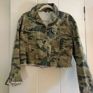 Free People Camo Denim Jacket